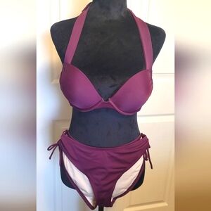 Women's VICTORIAS SECRET Purple Halter Bikini Set SIZE M 36B